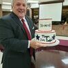 Mayor Joe Carlyle, who steps down from the position after 7 years, was honored during the May 5 Troup Chamber Banquet, receiving several presentations, including a two-tiered cake designed with the city logo. 

Photos by Jo Anne Embleton