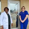 Nurse practitioner Ezenwanyi (Ez) Onwuchekwa and office manager/CMA Beverly Jones  
Cherokeean Herald photo